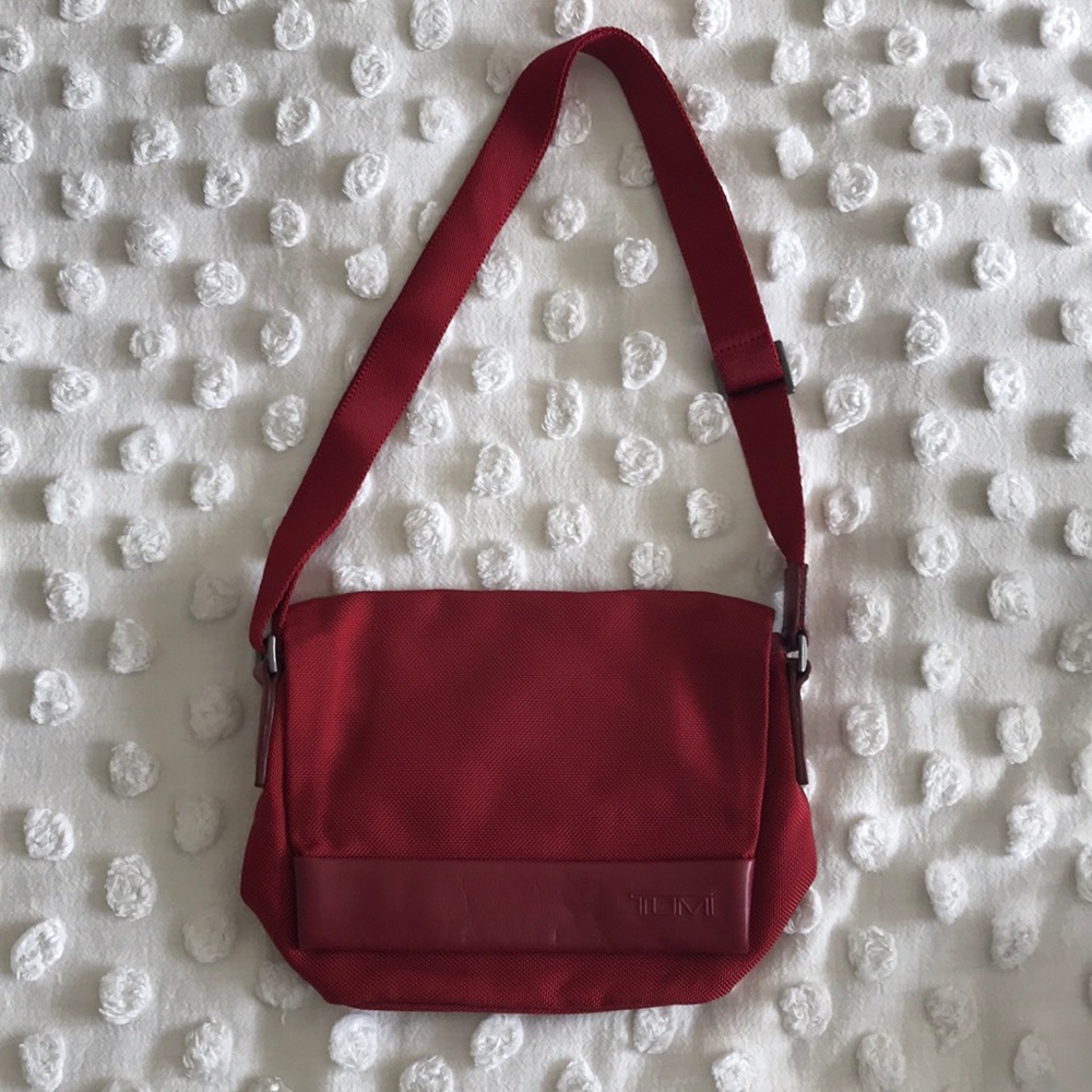 Tumi small red leather purse